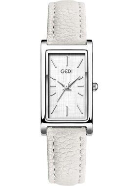 Women's White And Silver Analog Ultra-Thin Rectangle Vintage Square Wrist Watch
